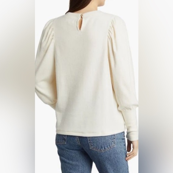 Madewell Brushed Puff-Sleeve Top Cream Women’s Sz Sm (NWOT) - Picture 2 of 11